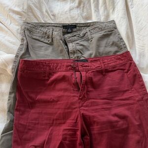 Sanctuary Bundle of 2 Womens Chino Pants Red and Army Green Size 29
